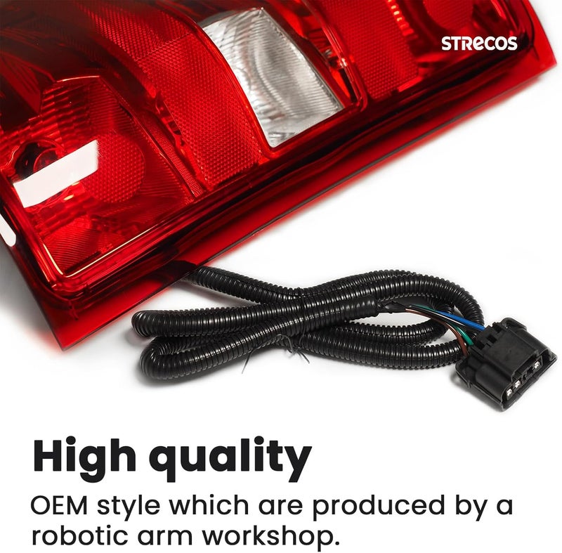 STRECOS Tail Lights Compatible with 2007-2013 Chevy Silverado 1500 2500HD 3500HD GMC Sierra Taillight Assemblies Rear Brake Lamps Red Border (Left Driver Side) - Image 3